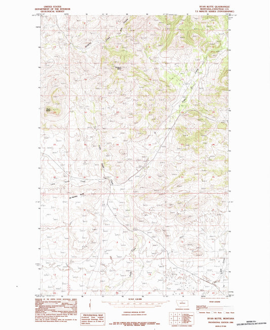Classic USGS Ryan Butte Montana 7.5'x7.5' Topo Map Image