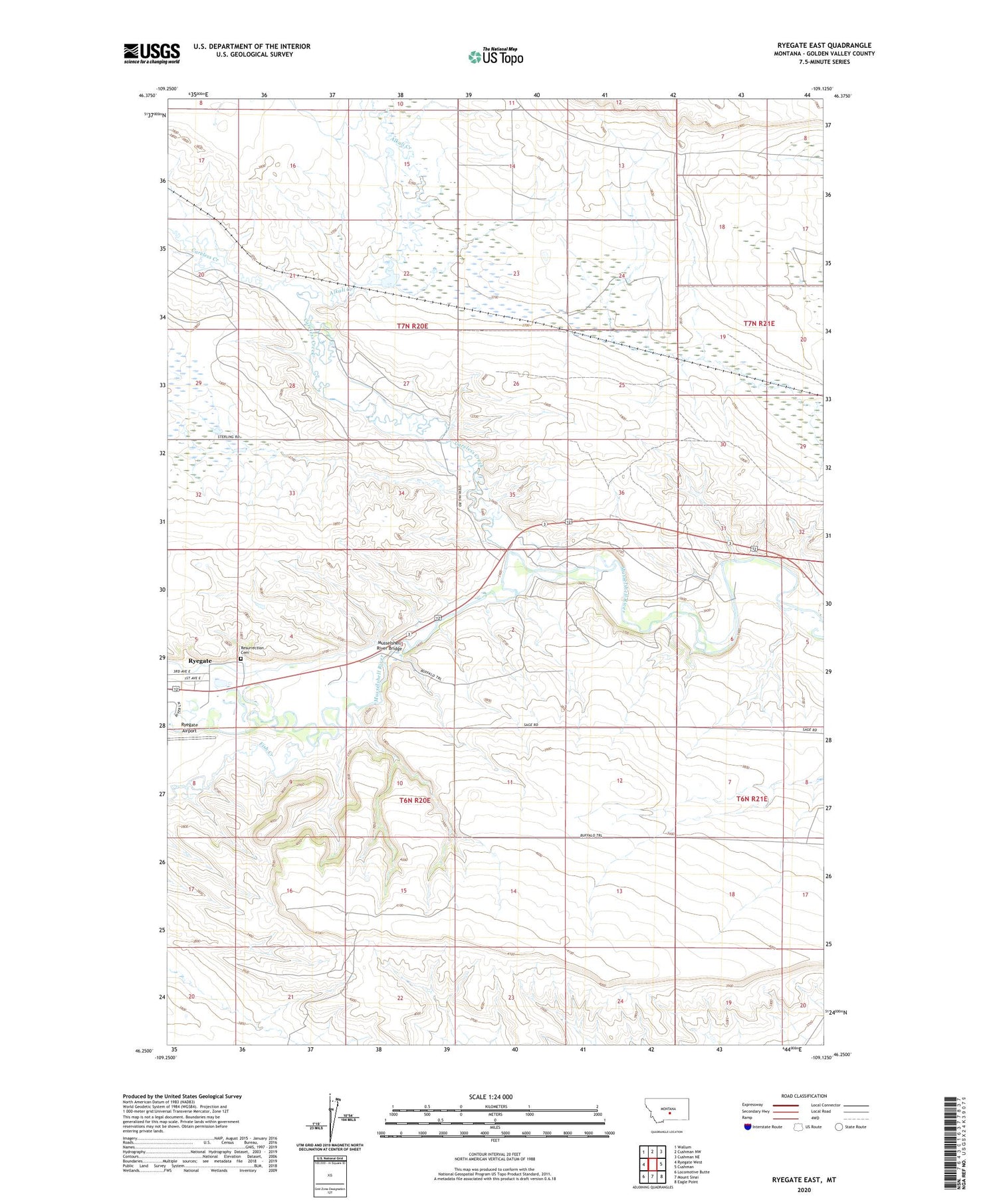 Ryegate East Montana US Topo Map Image