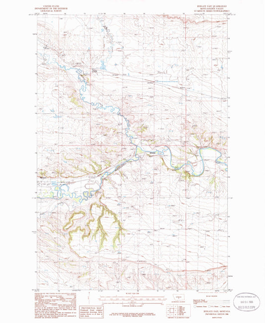 Classic USGS Ryegate East Montana 7.5'x7.5' Topo Map Image