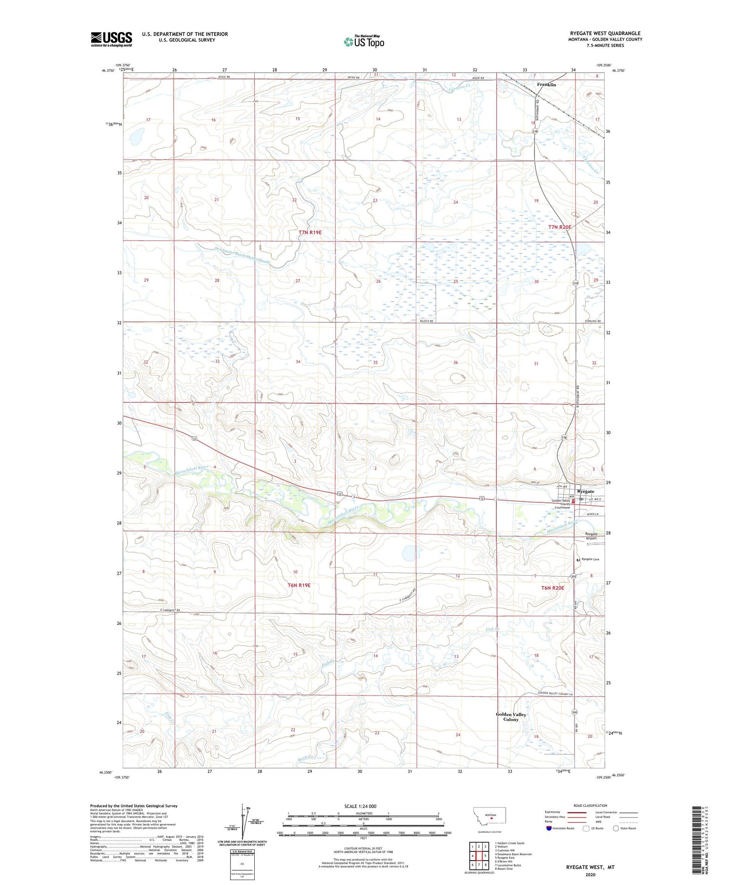Ryegate West Montana US Topo Map Image