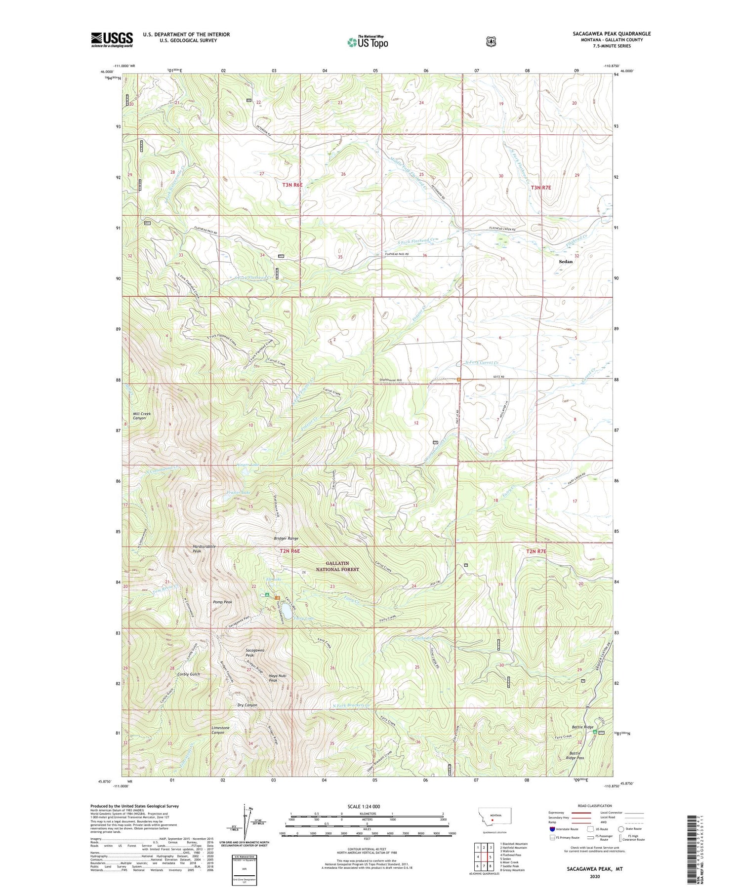 Sacagawea Peak Montana US Topo Map Image