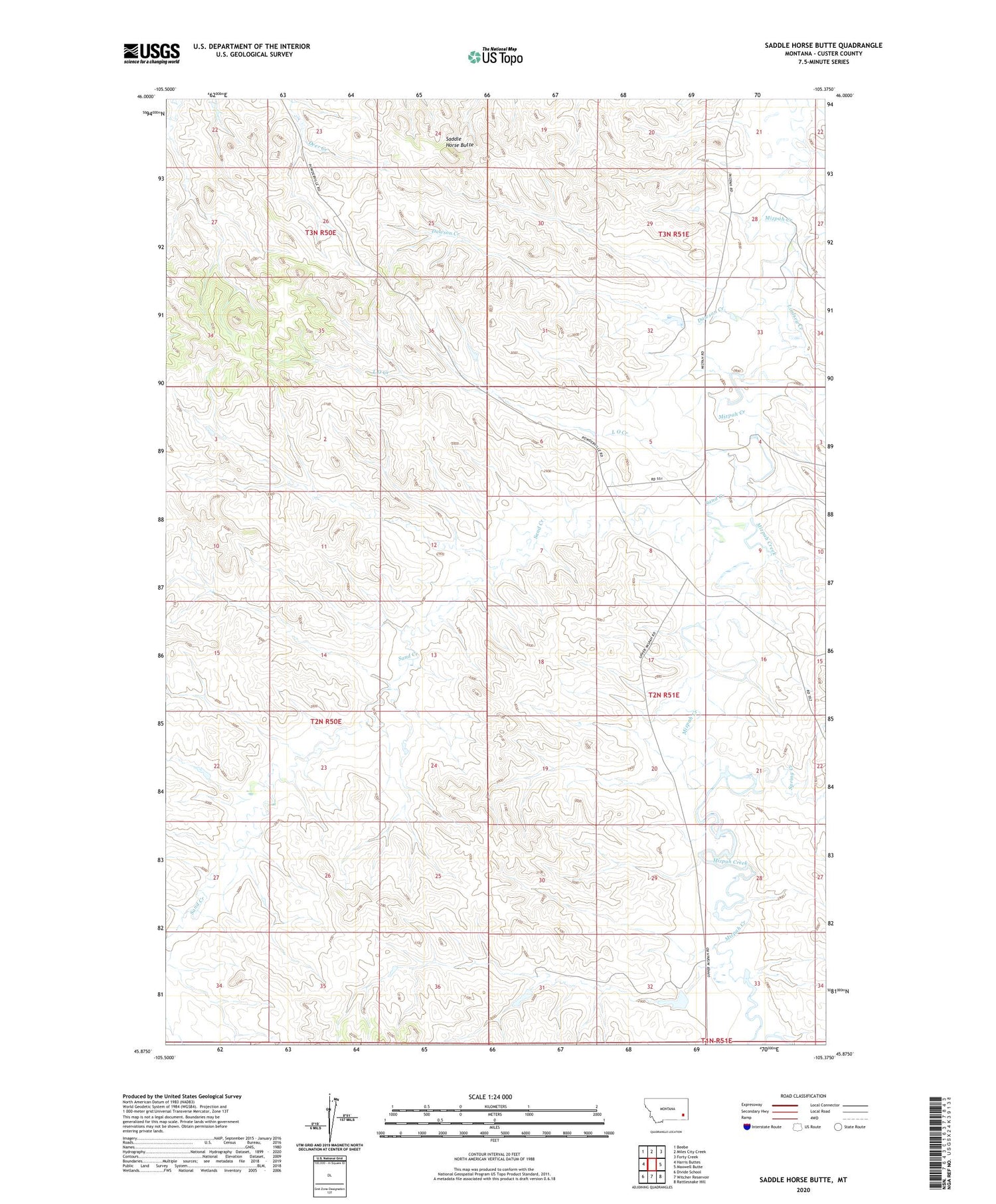 Saddle Horse Butte Montana US Topo Map Image