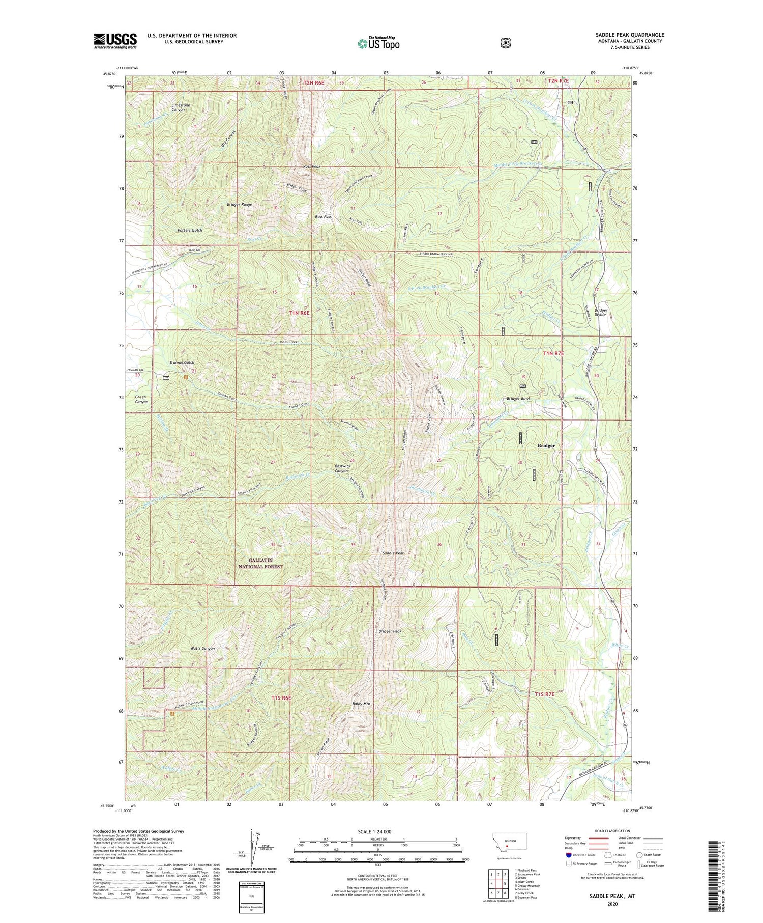 Saddle Peak Montana US Topo Map Image