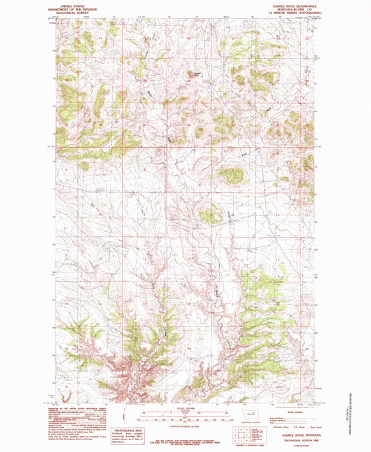 Classic USGS Saddle Rock Montana 7.5'x7.5' Topo Map Image