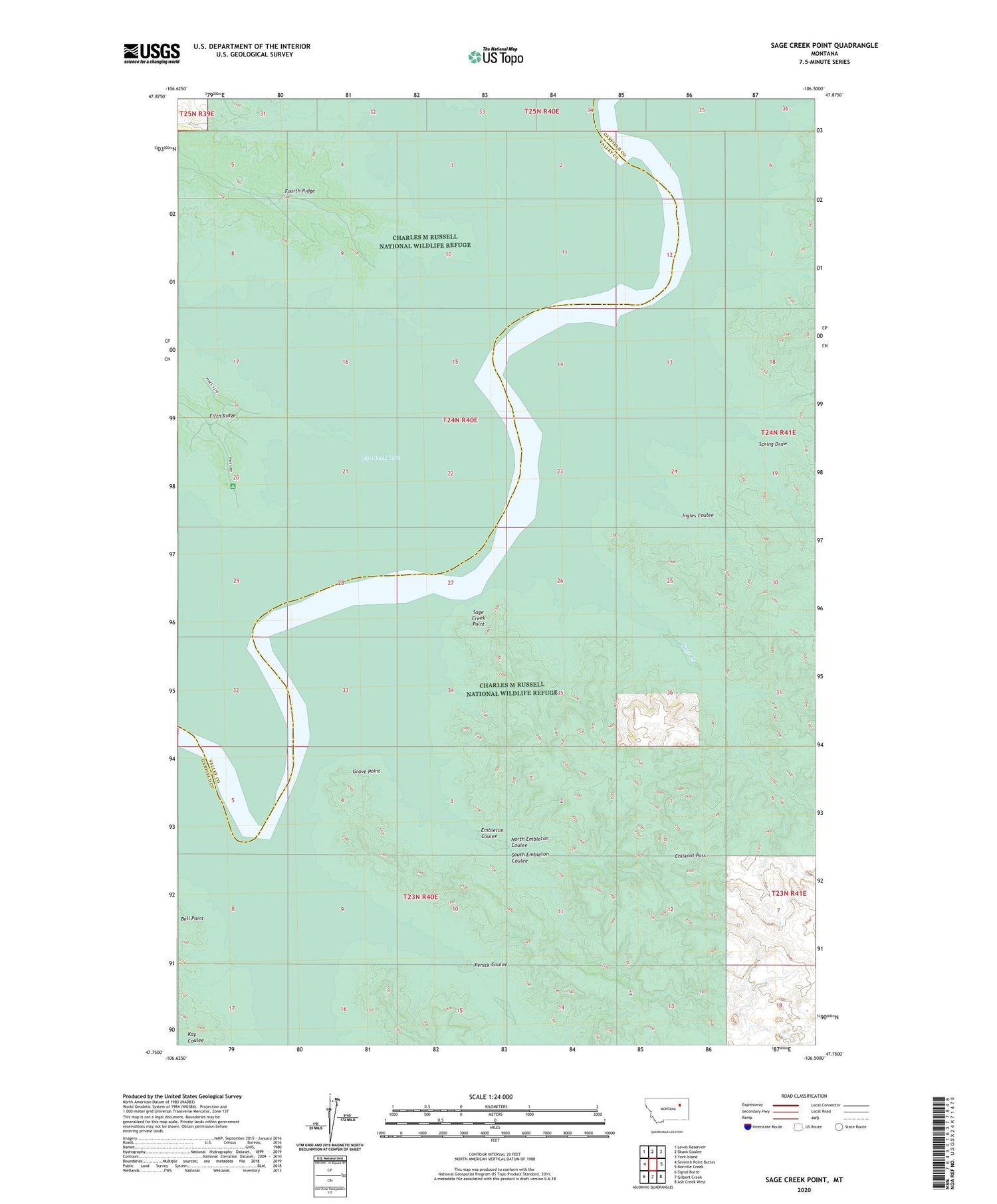 Sage Creek Point Montana US Topo Map Image