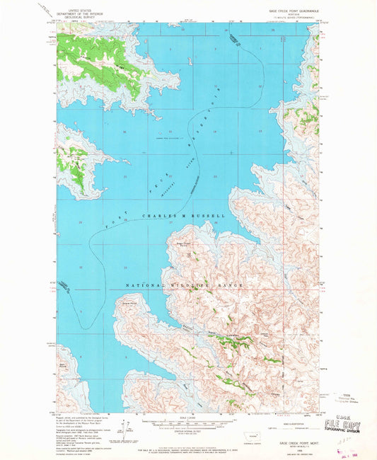 Classic USGS Sage Creek Point Montana 7.5'x7.5' Topo Map Image