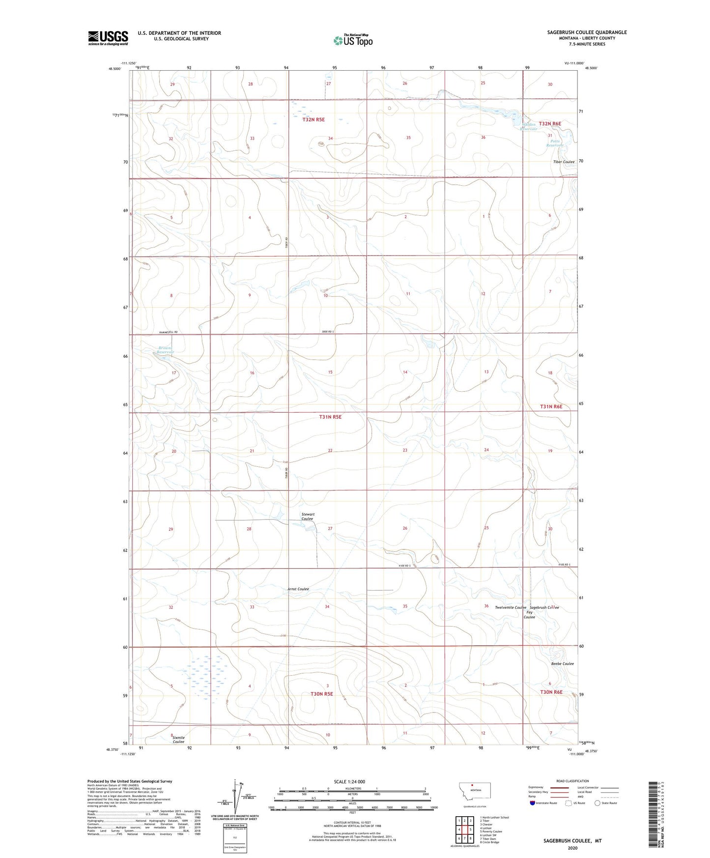 Sagebrush Coulee Montana US Topo Map Image