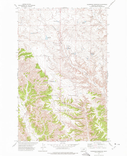 Classic USGS Sagebrush Reservoir Montana 7.5'x7.5' Topo Map Image