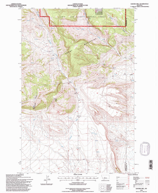 Classic USGS Sahara Hill Montana 7.5'x7.5' Topo Map Image