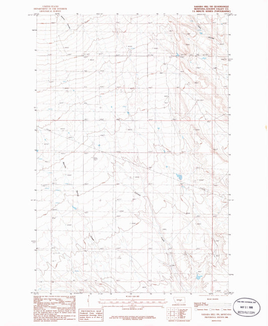 Classic USGS Sahara Hill SW Montana 7.5'x7.5' Topo Map Image