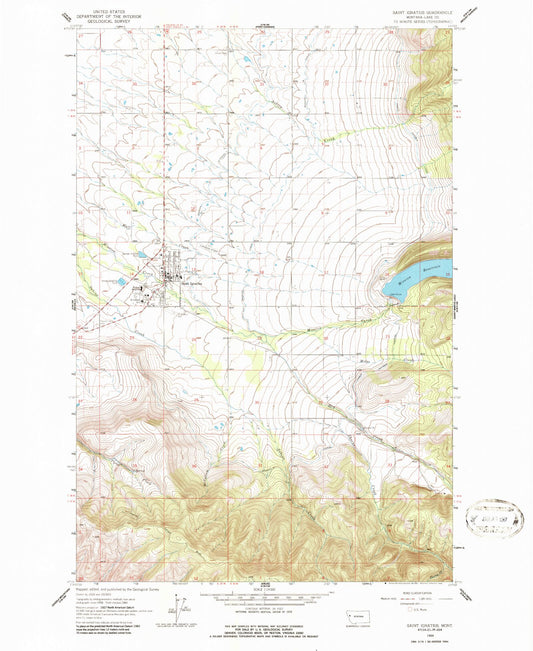 Classic USGS Saint Ignatius Montana 7.5'x7.5' Topo Map Image
