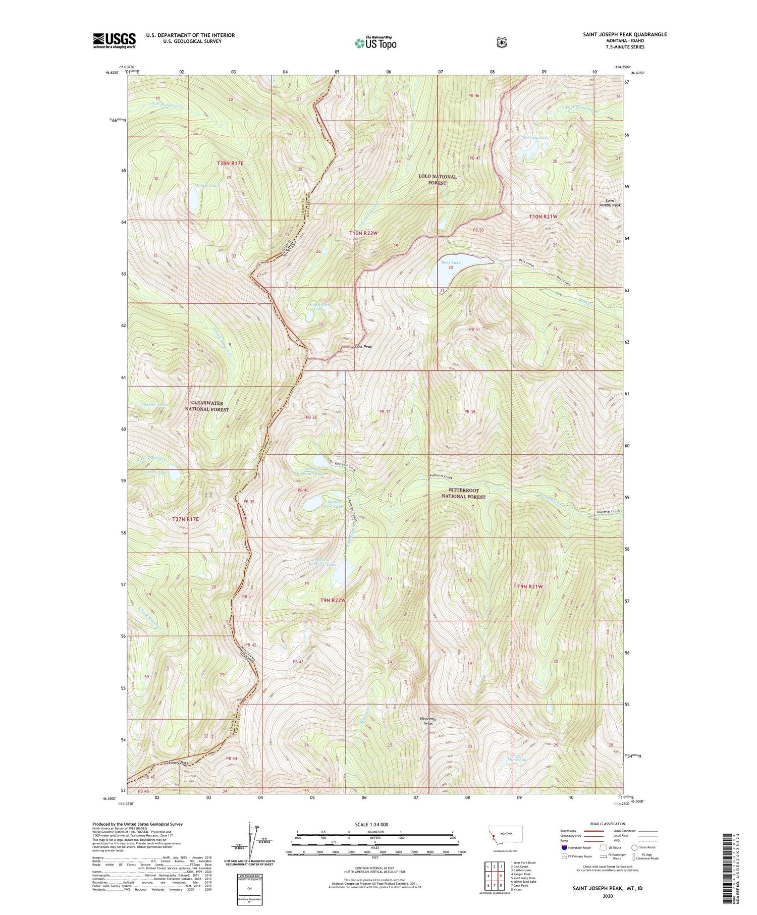 Saint Joseph Peak Montana US Topo Map Image