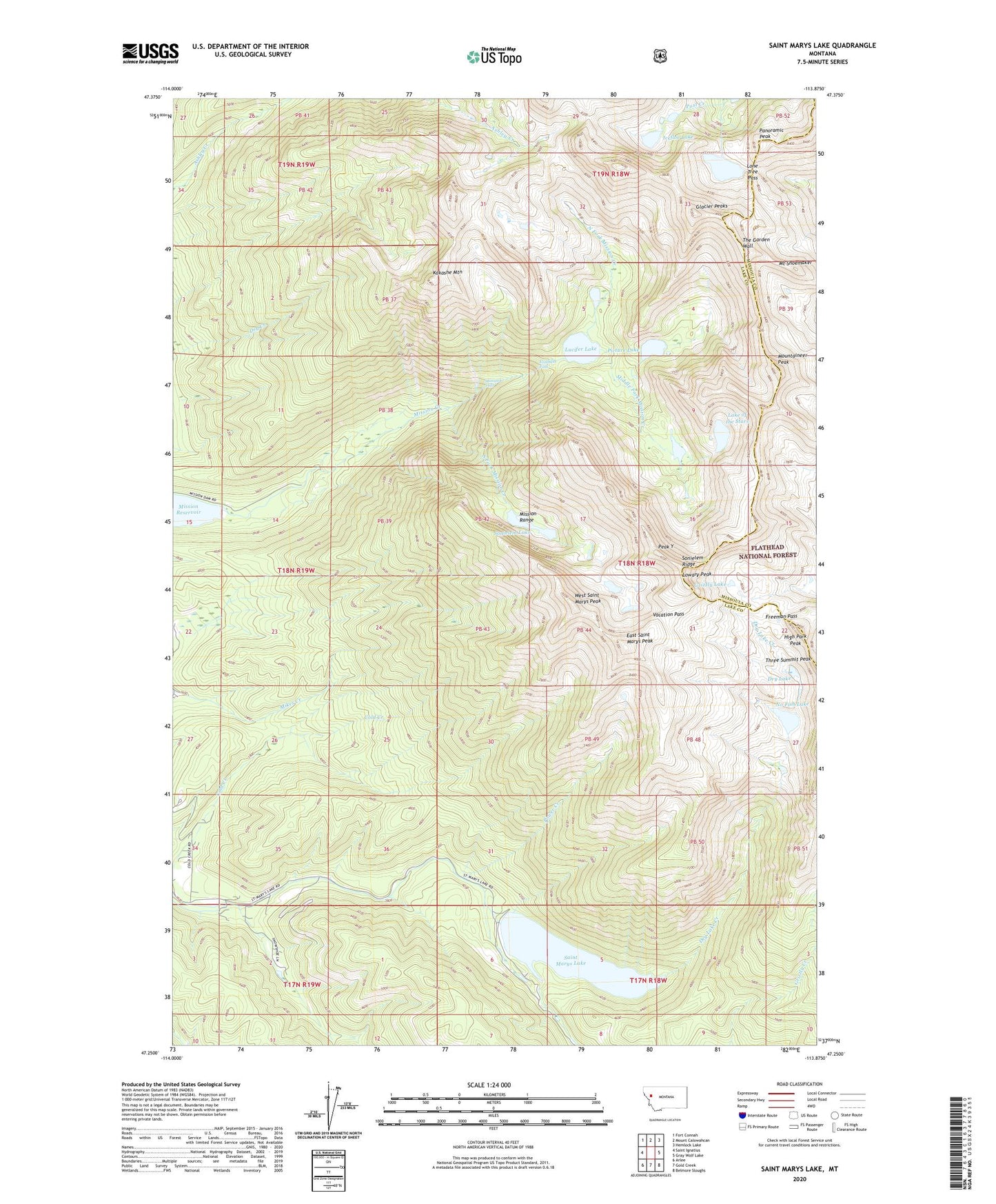 Saint Marys Lake Montana US Topo Map Image