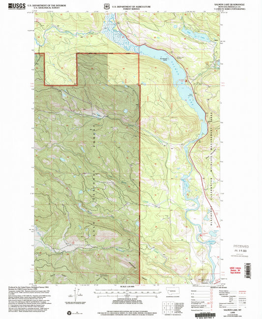 Classic USGS Salmon Lake Montana 7.5'x7.5' Topo Map Image