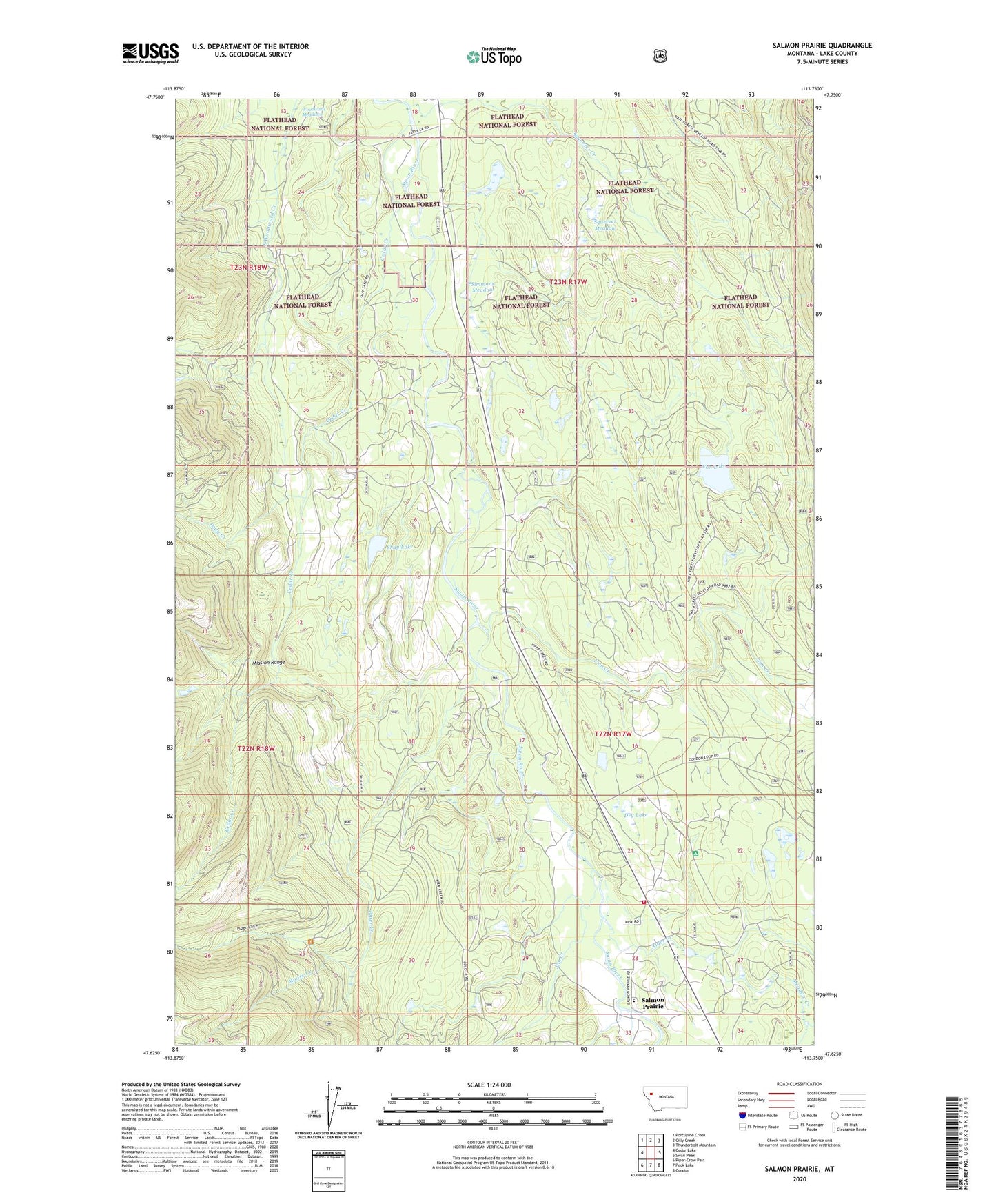 Salmon Prairie Montana US Topo Map Image