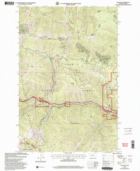 Classic USGS Saltese Montana 7.5'x7.5' Topo Map Image