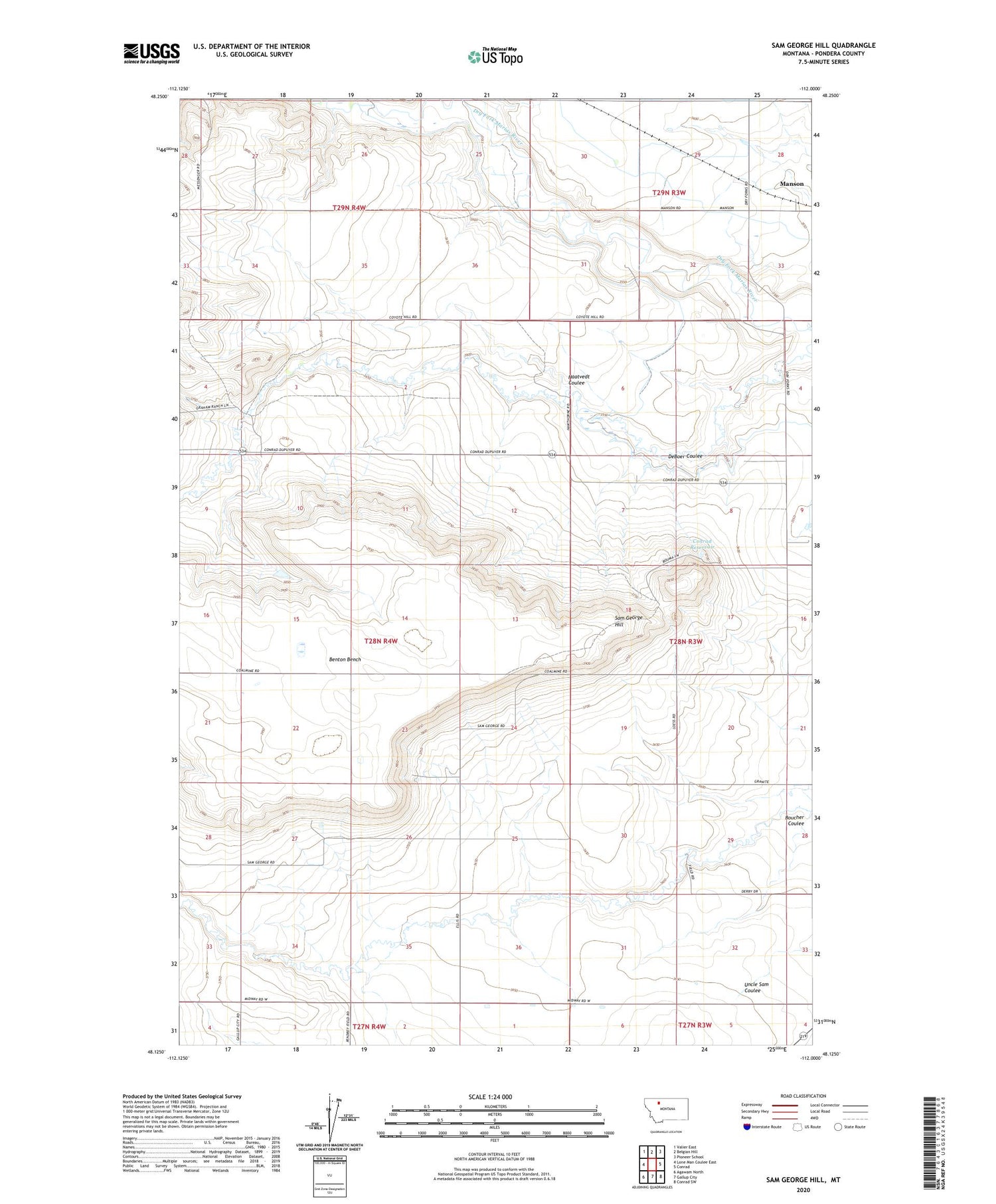 Sam George Hill Montana US Topo Map Image