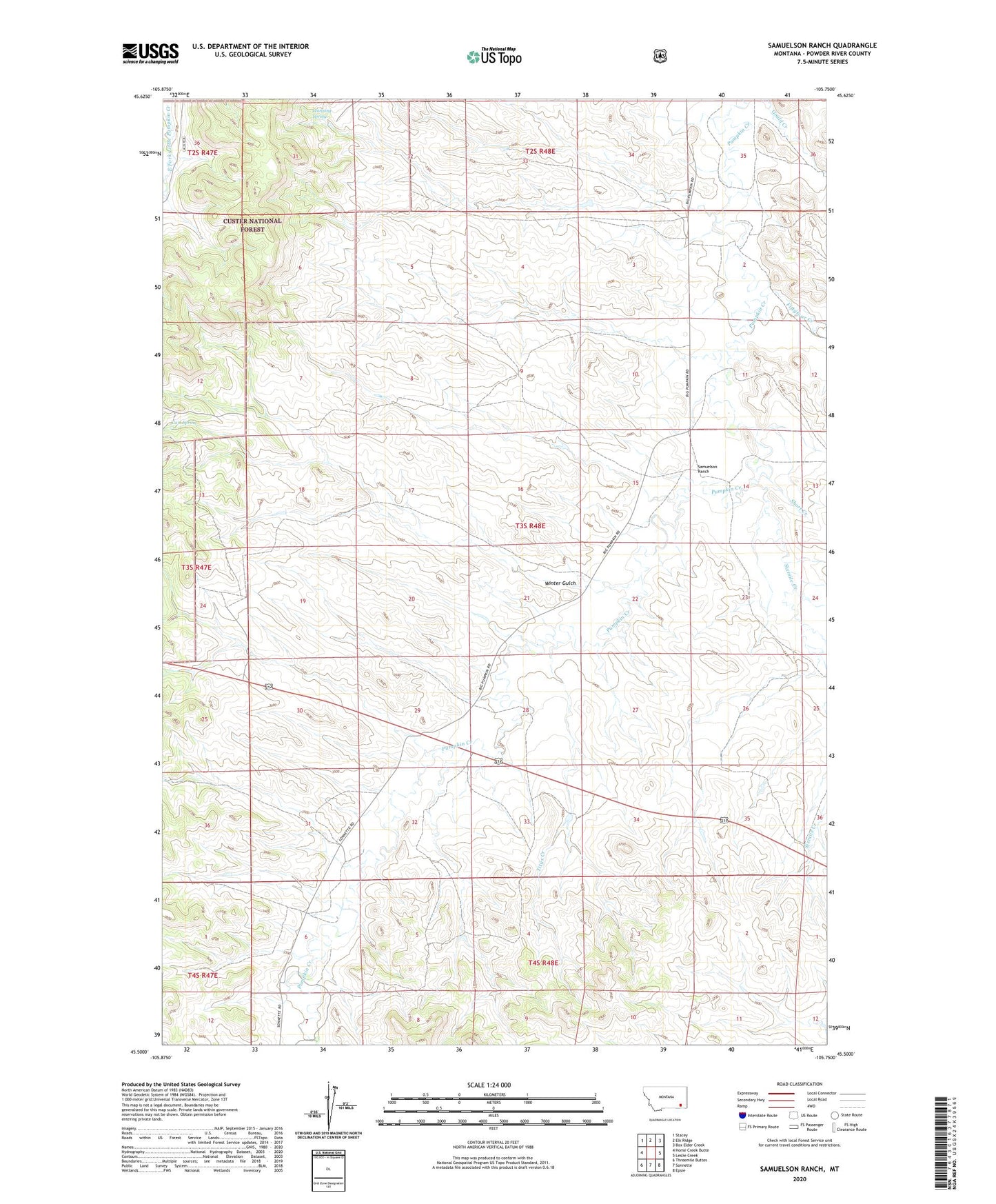 Samuelson Ranch Montana US Topo Map Image