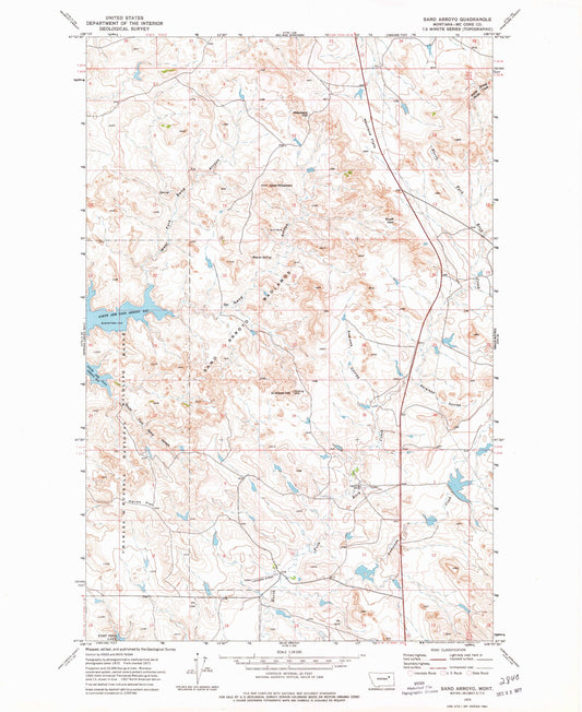 Classic USGS Sand Arroyo Montana 7.5'x7.5' Topo Map Image