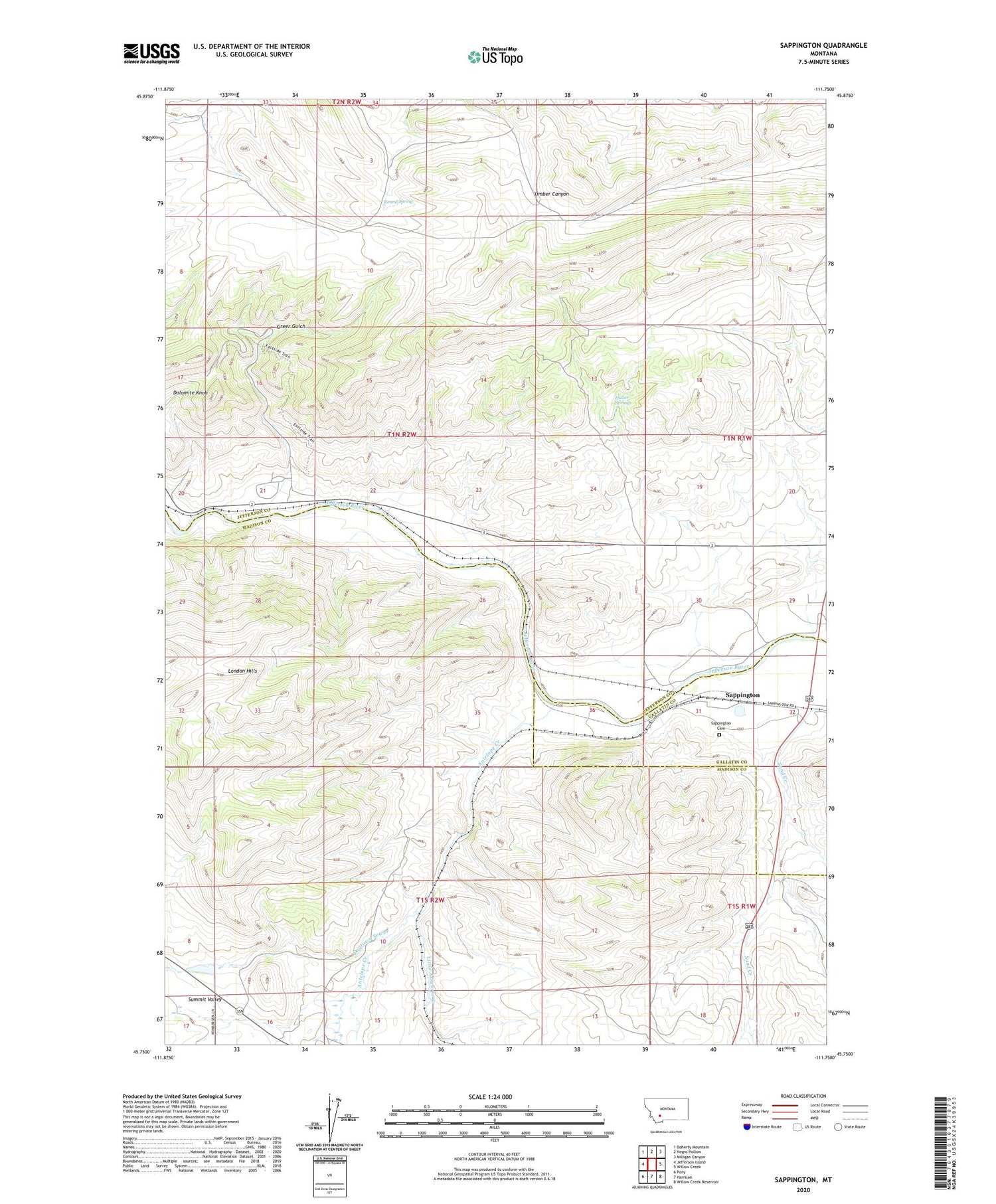 Sappington Montana US Topo Map Image