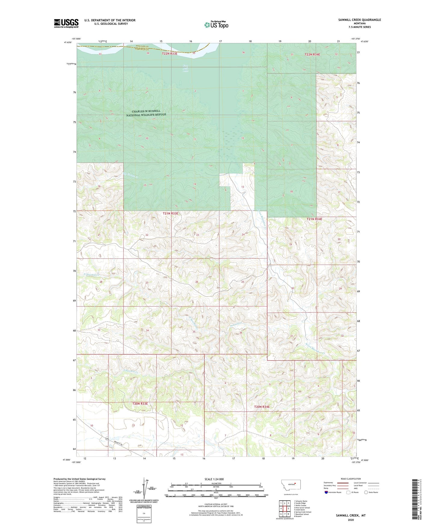 Sawmill Creek Montana US Topo Map Image