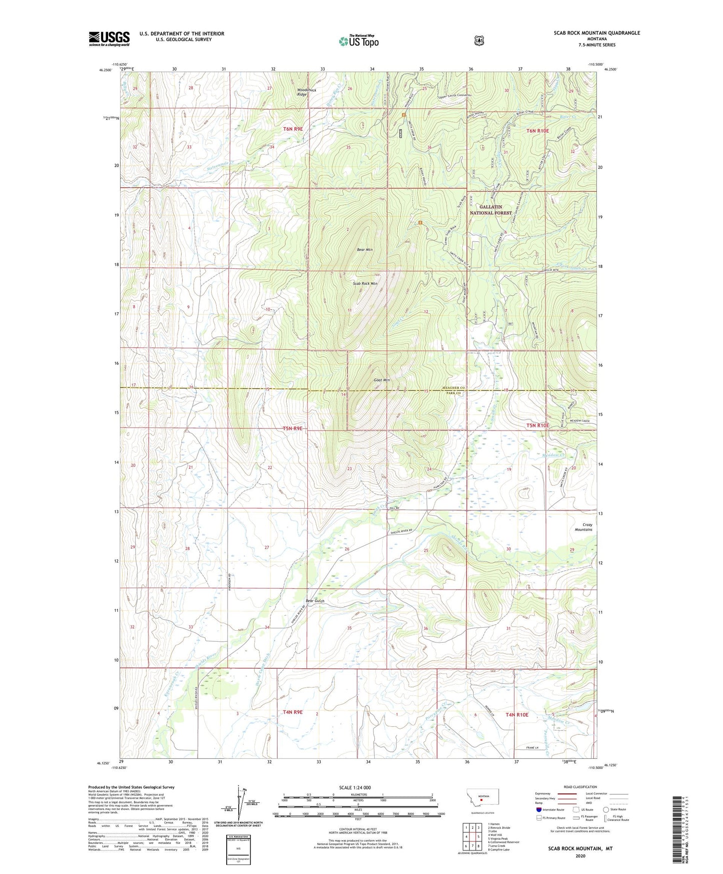 Scab Rock Mountain Montana US Topo Map Image