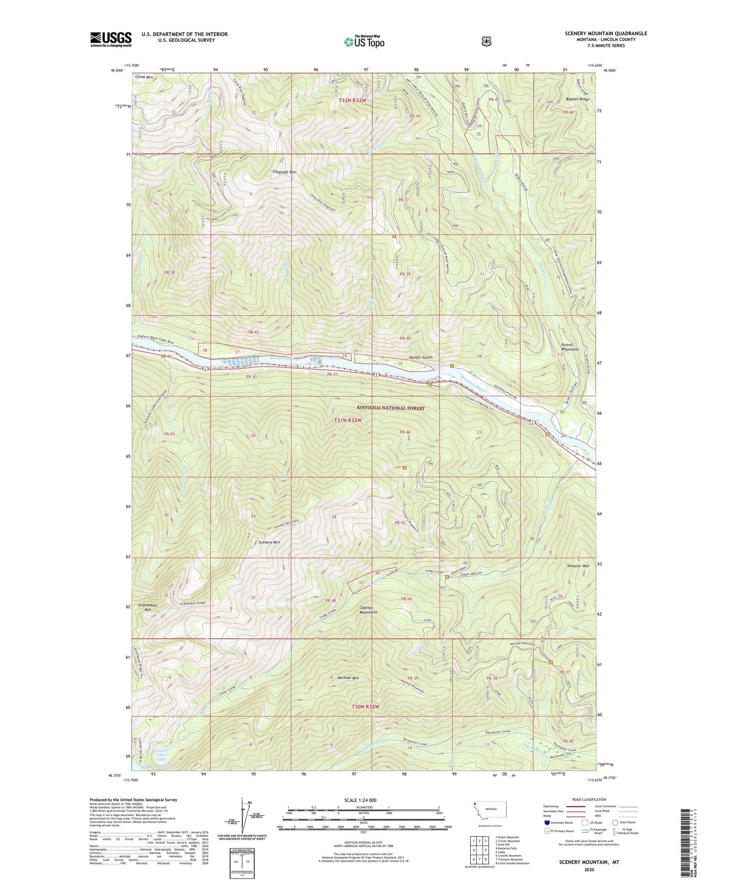 Scenery Mountain Montana US Topo Map Image