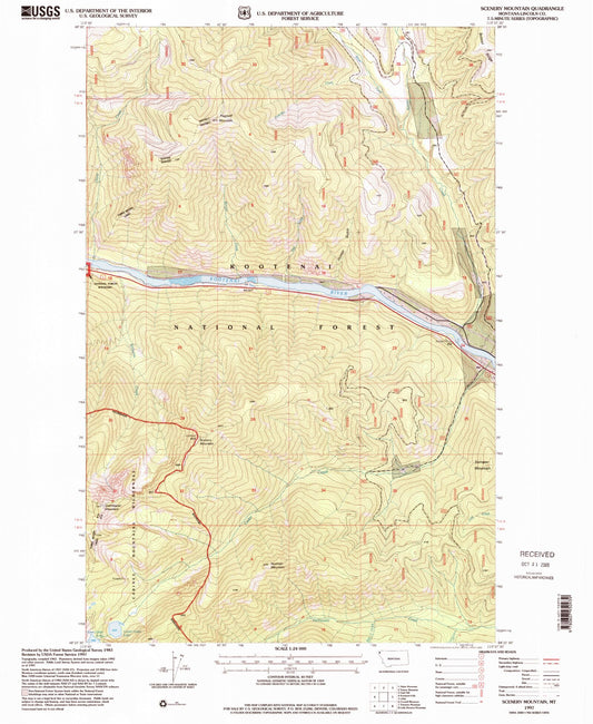 Classic USGS Scenery Mountain Montana 7.5'x7.5' Topo Map Image