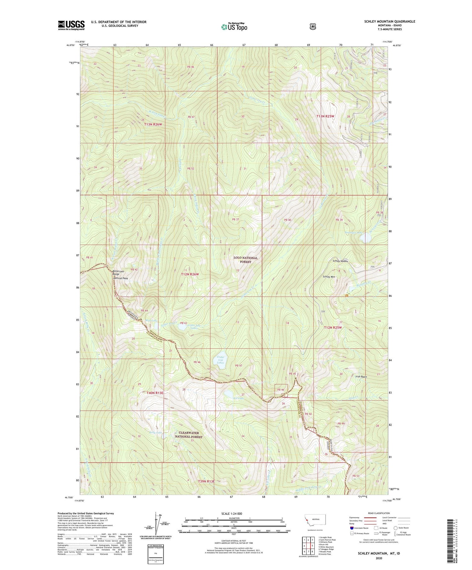 Schley Mountain Montana US Topo Map Image