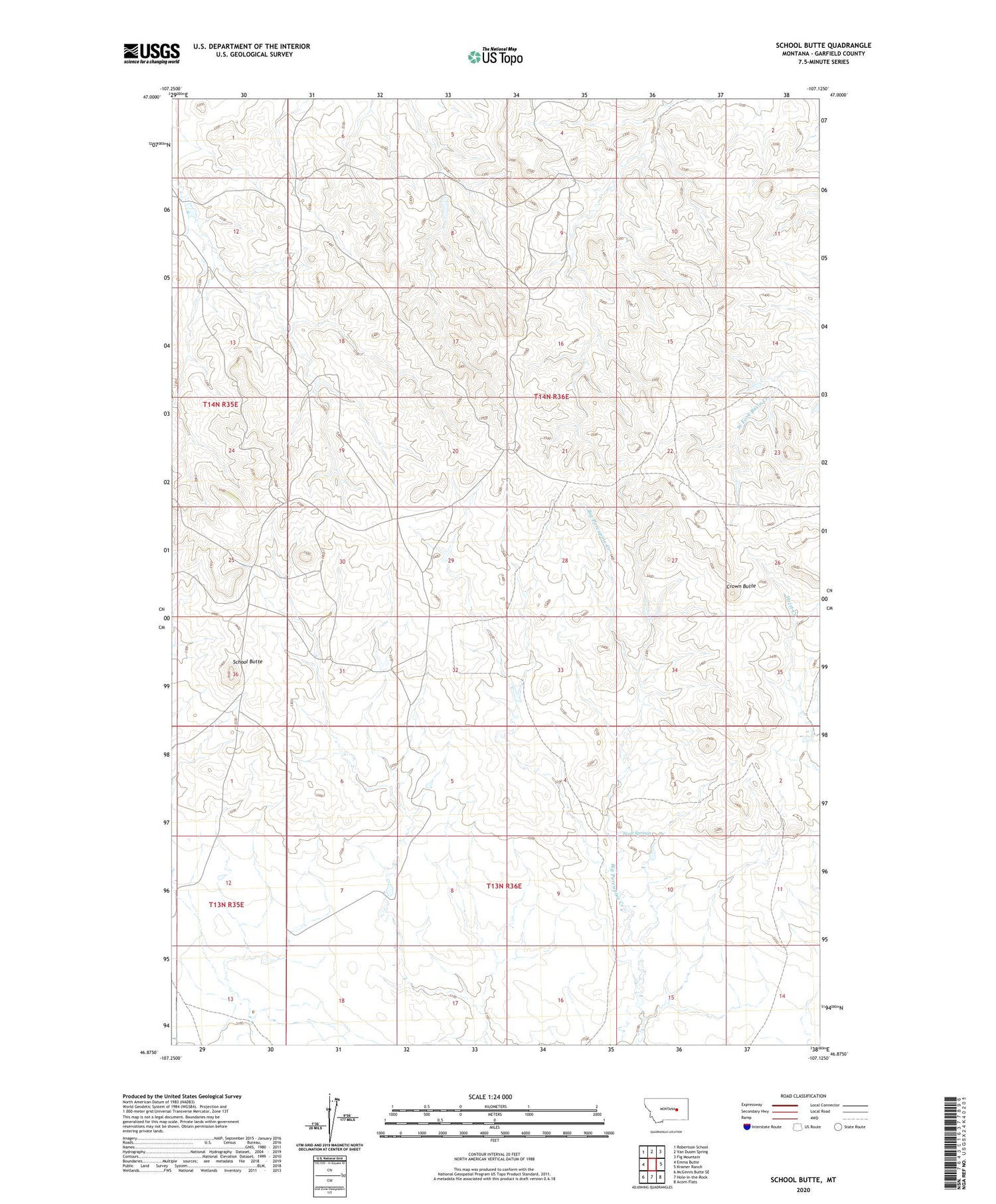 School Butte Montana US Topo Map Image