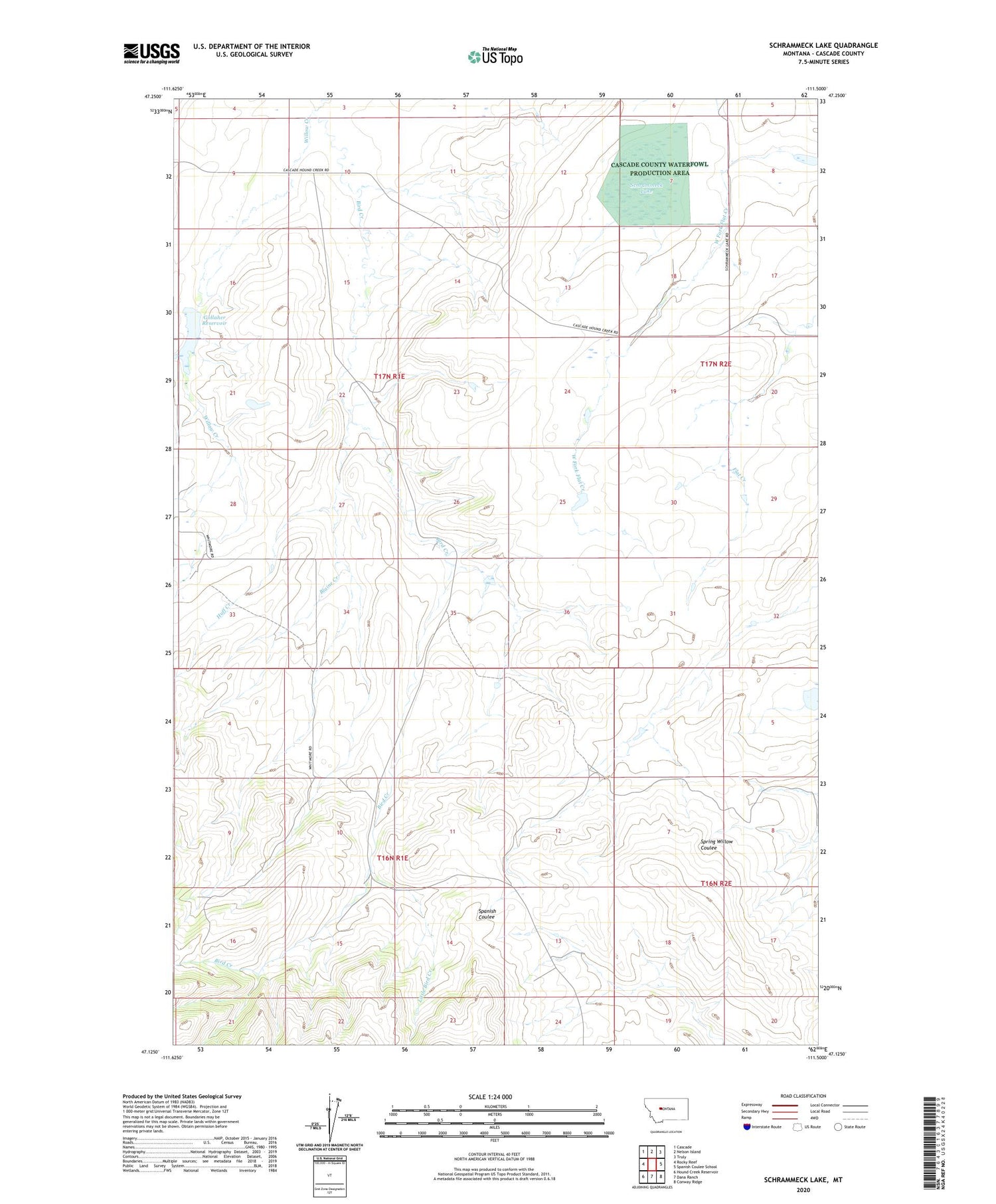 Schrammeck Lake Montana US Topo Map Image