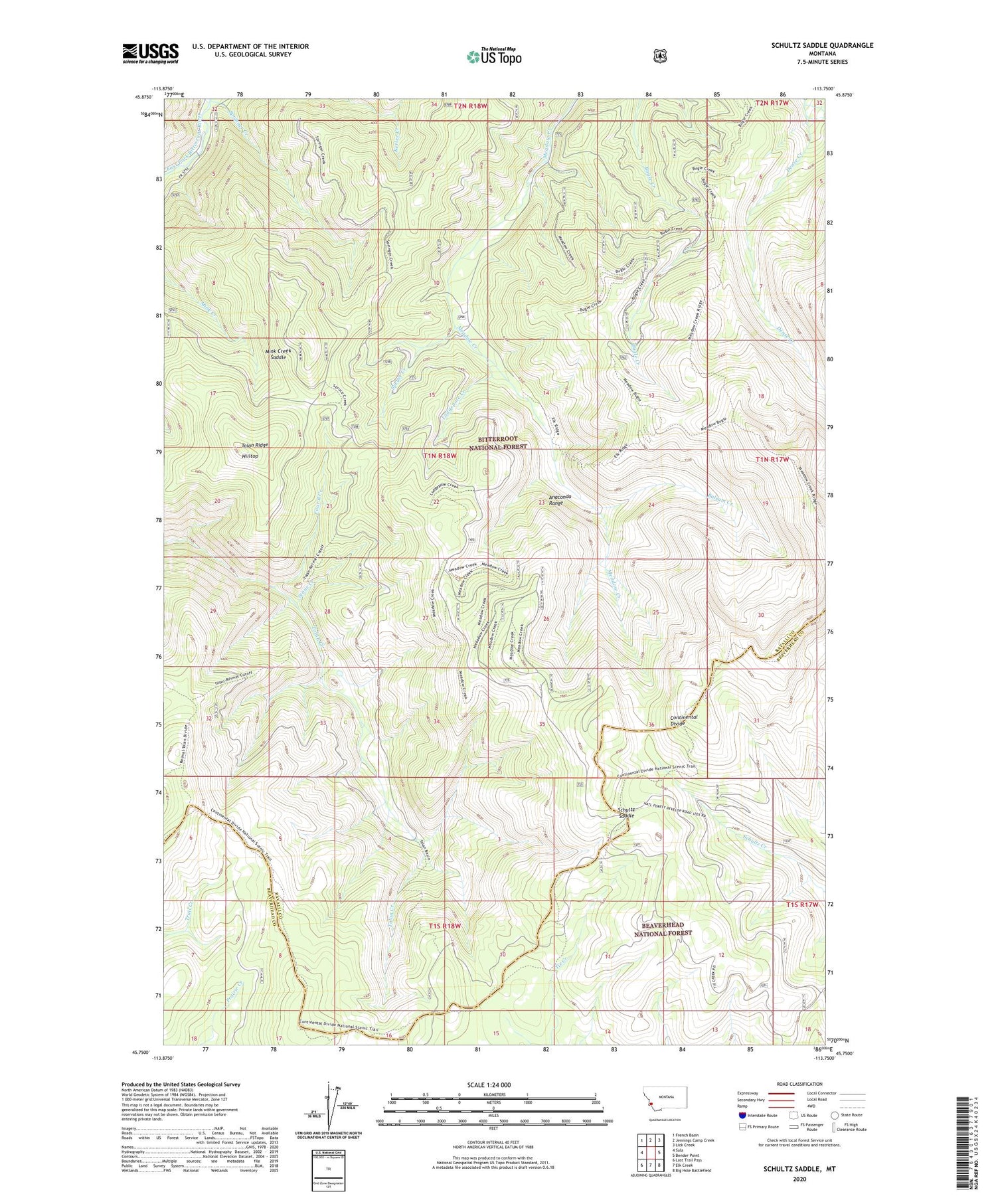 Schultz Saddle Montana US Topo Map Image