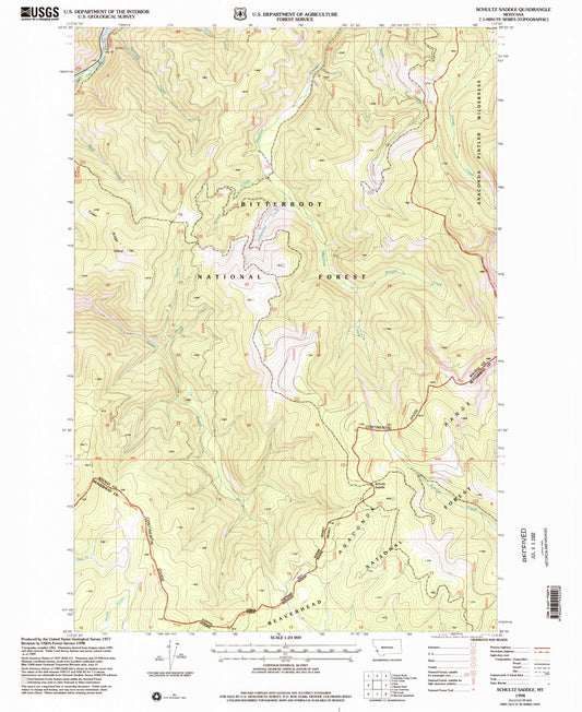 Classic USGS Schultz Saddle Montana 7.5'x7.5' Topo Map Image