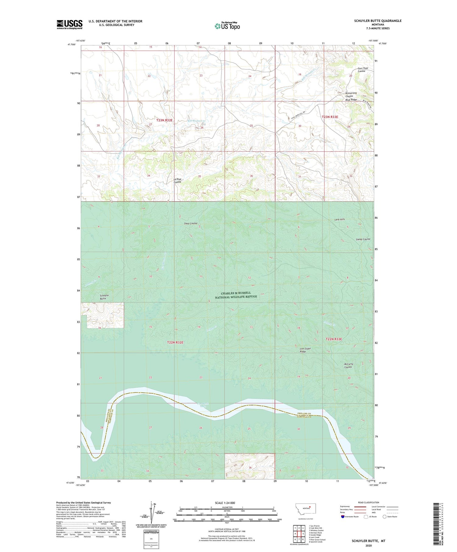 Schuyler Butte Montana US Topo Map Image