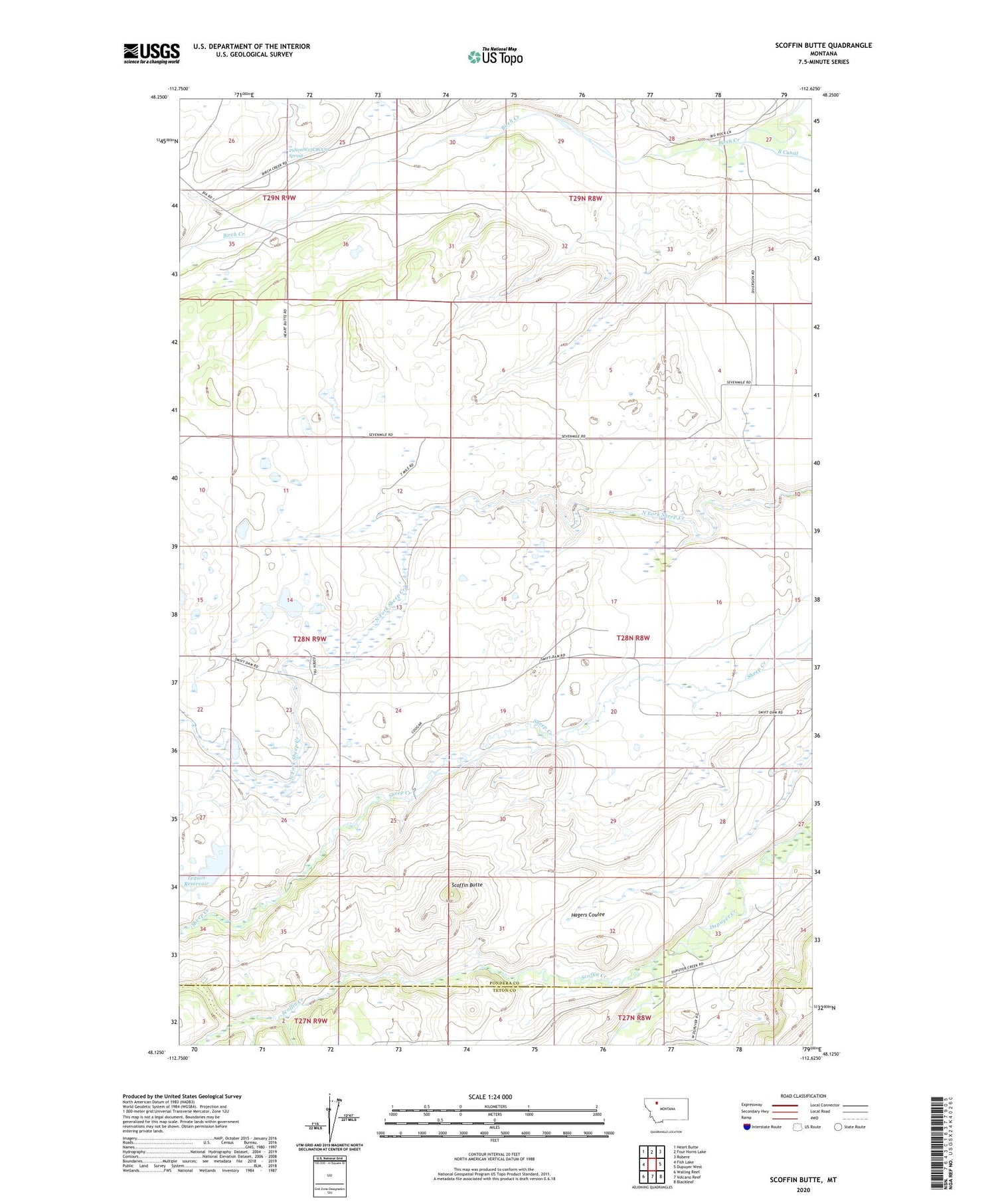 Scoffin Butte Montana US Topo Map Image