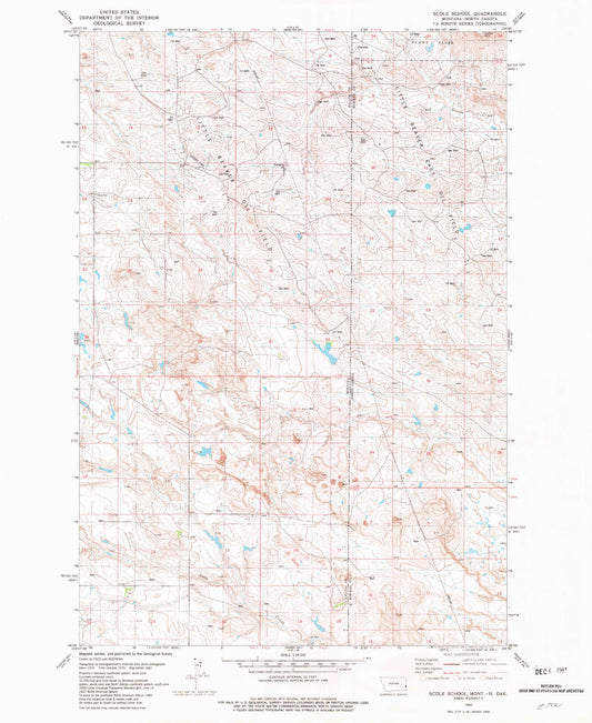 Classic USGS Scole School Montana 7.5'x7.5' Topo Map Image