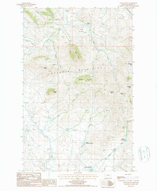 Classic USGS Scotty Butte Montana 7.5'x7.5' Topo Map Image