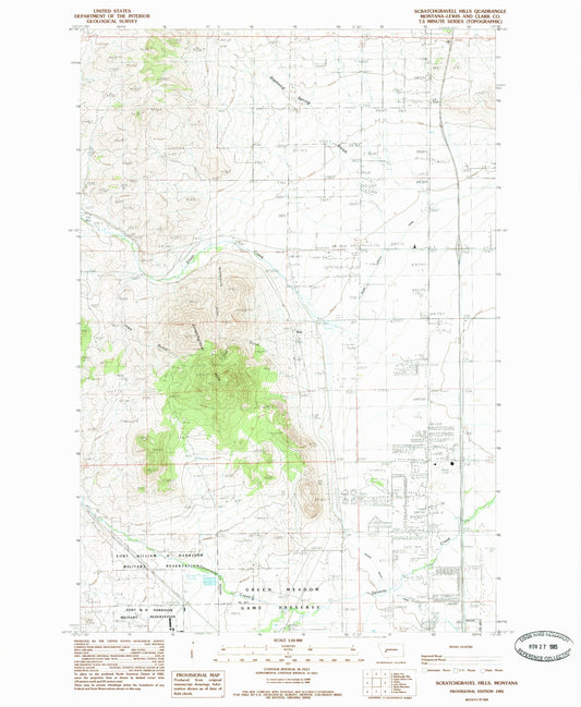 Classic USGS Scratchgravel Hills Montana 7.5'x7.5' Topo Map Image