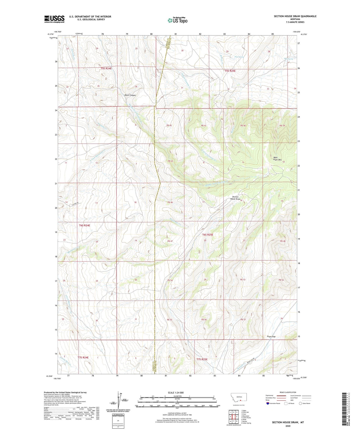 Section House Draw Montana US Topo Map Image