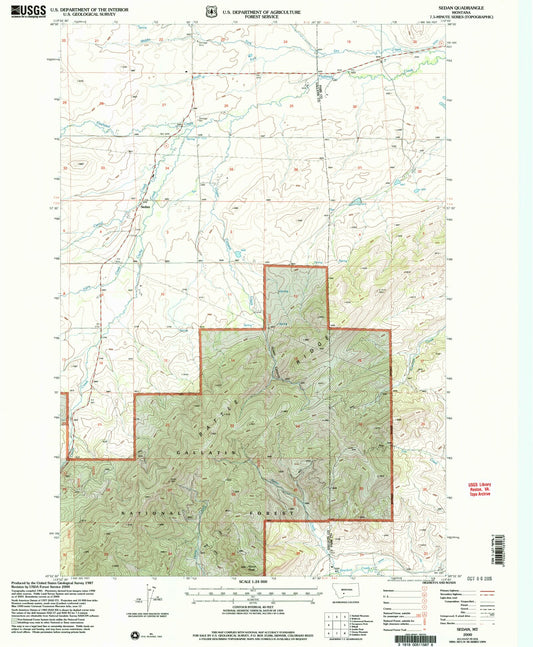 Classic USGS Sedan Montana 7.5'x7.5' Topo Map Image