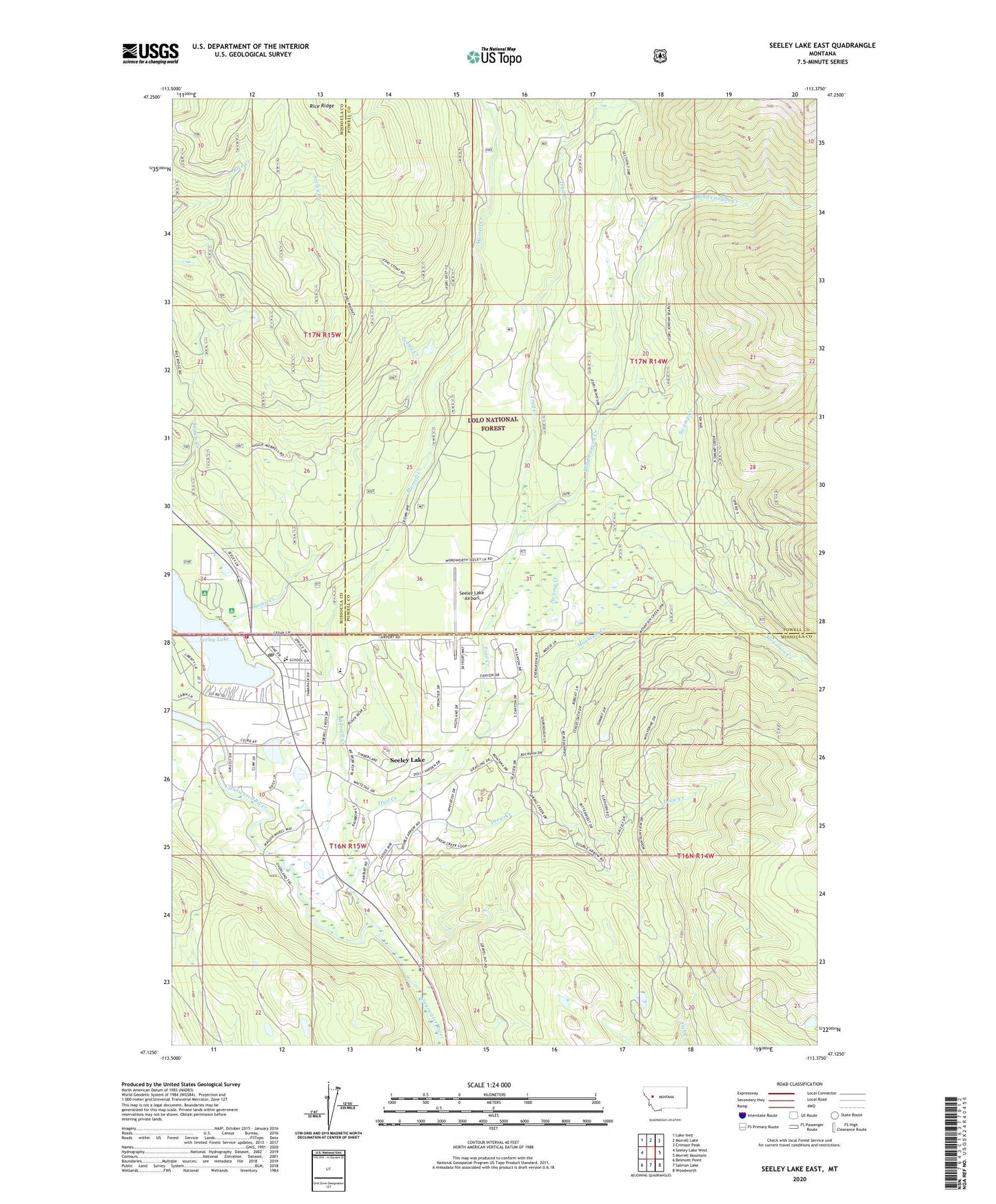 Seeley Lake East Montana US Topo Map Image