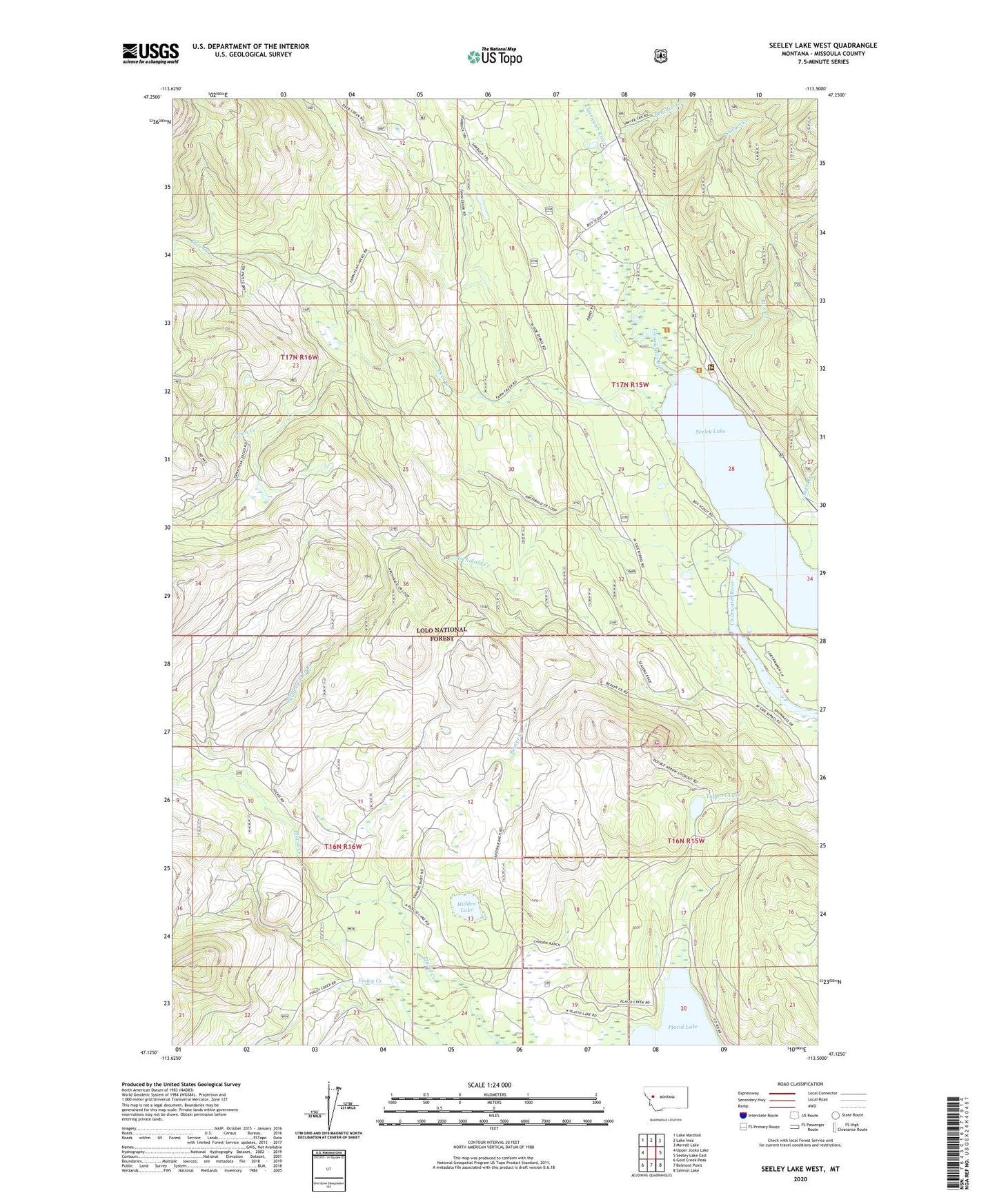 Seeley Lake West Montana US Topo Map Image