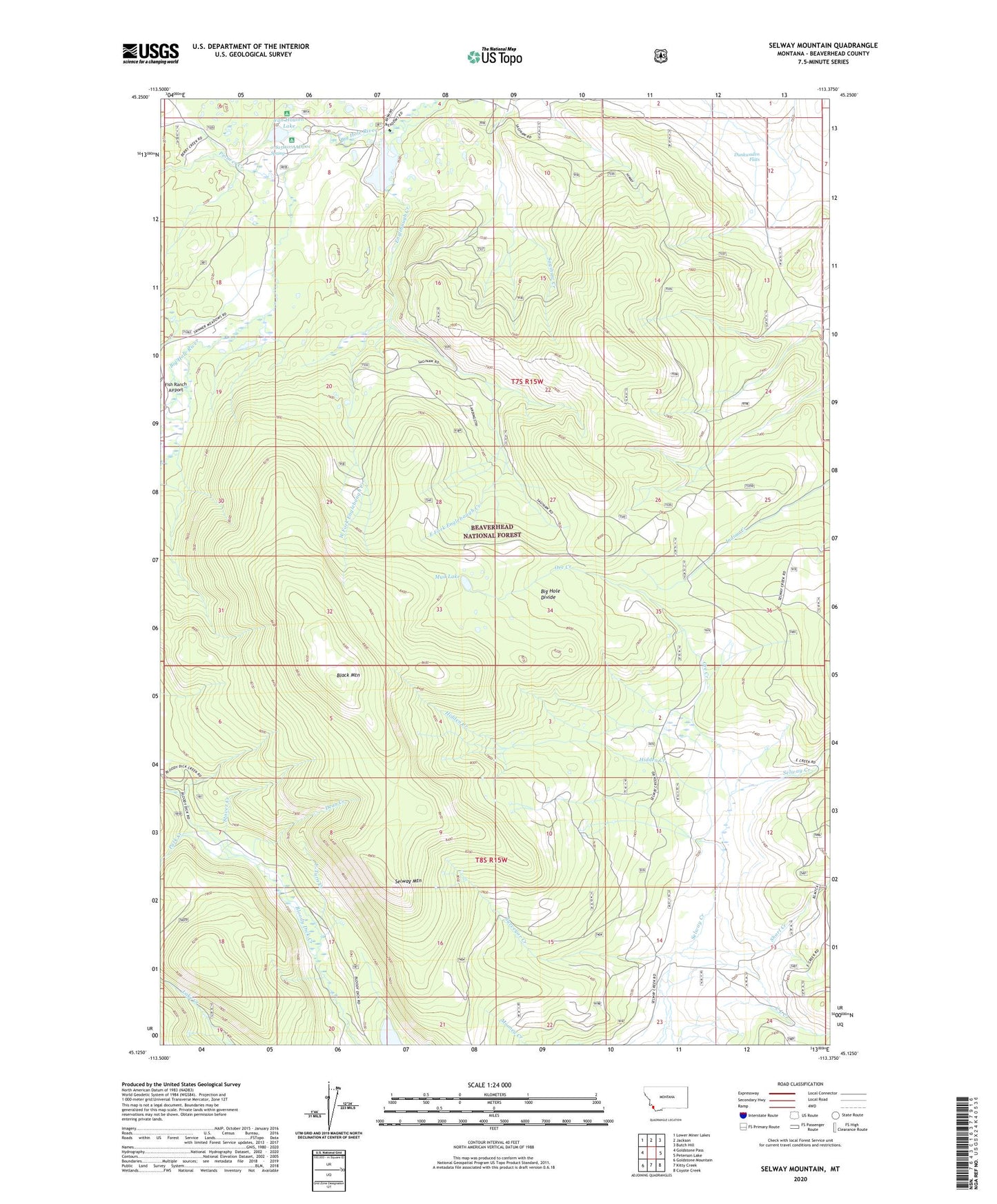 Selway Mountain Montana US Topo Map Image