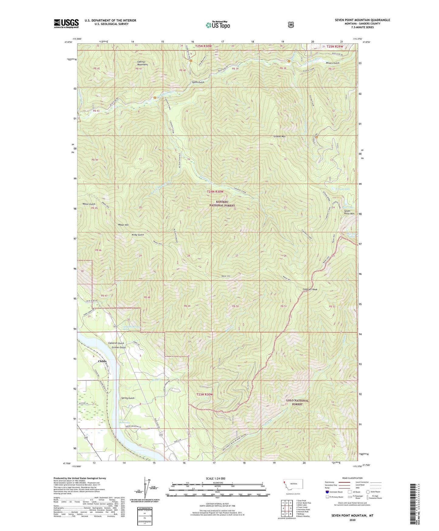 Seven Point Mountain Montana US Topo Map Image