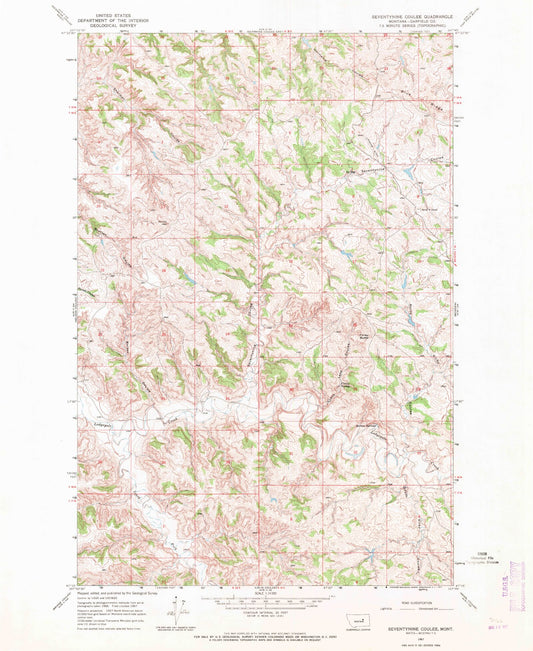 Classic USGS Seventynine Coulee Montana 7.5'x7.5' Topo Map Image