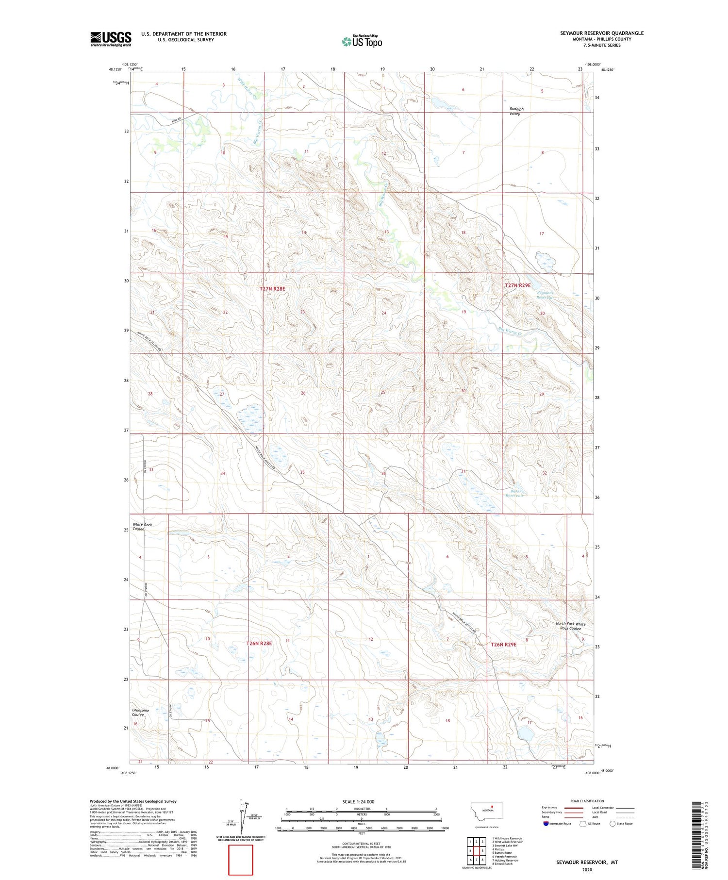 Seymour Reservoir Montana US Topo Map Image