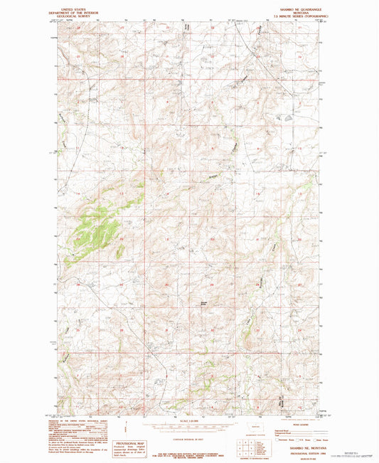 Classic USGS Shambo NE Montana 7.5'x7.5' Topo Map Image