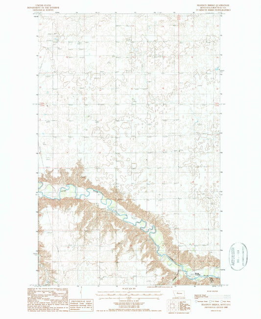 Classic USGS Shannon Bridge Montana 7.5'x7.5' Topo Map Image