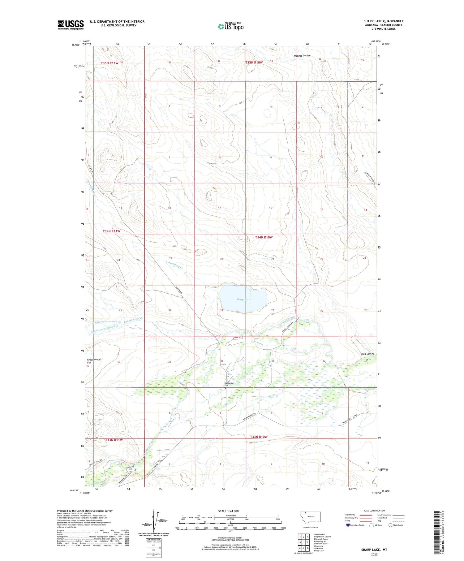 Sharp Lake Montana US Topo Map Image