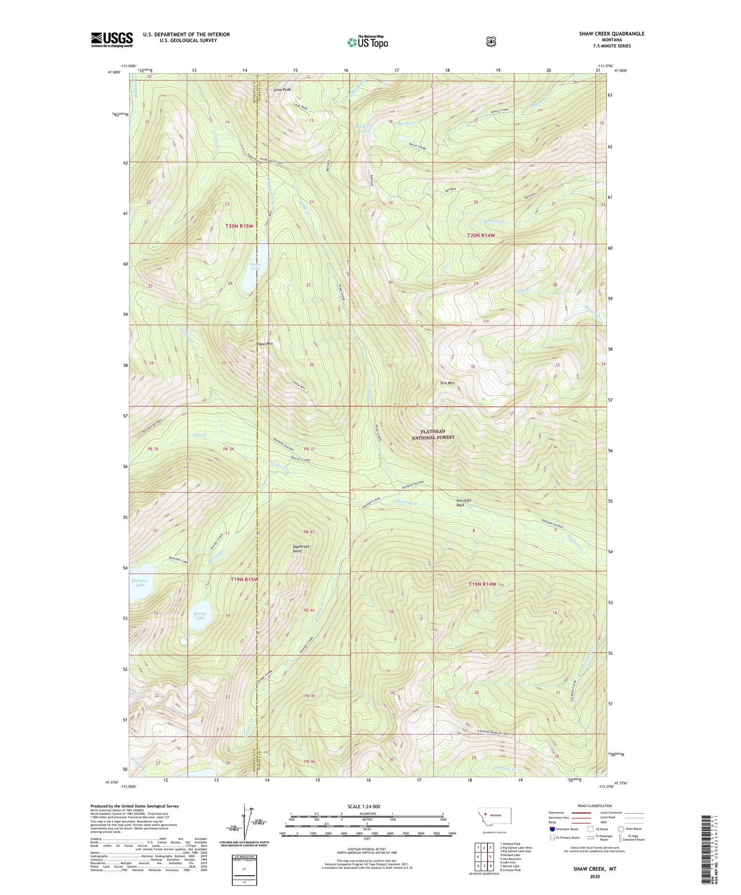 Shaw Creek Montana US Topo Map Image